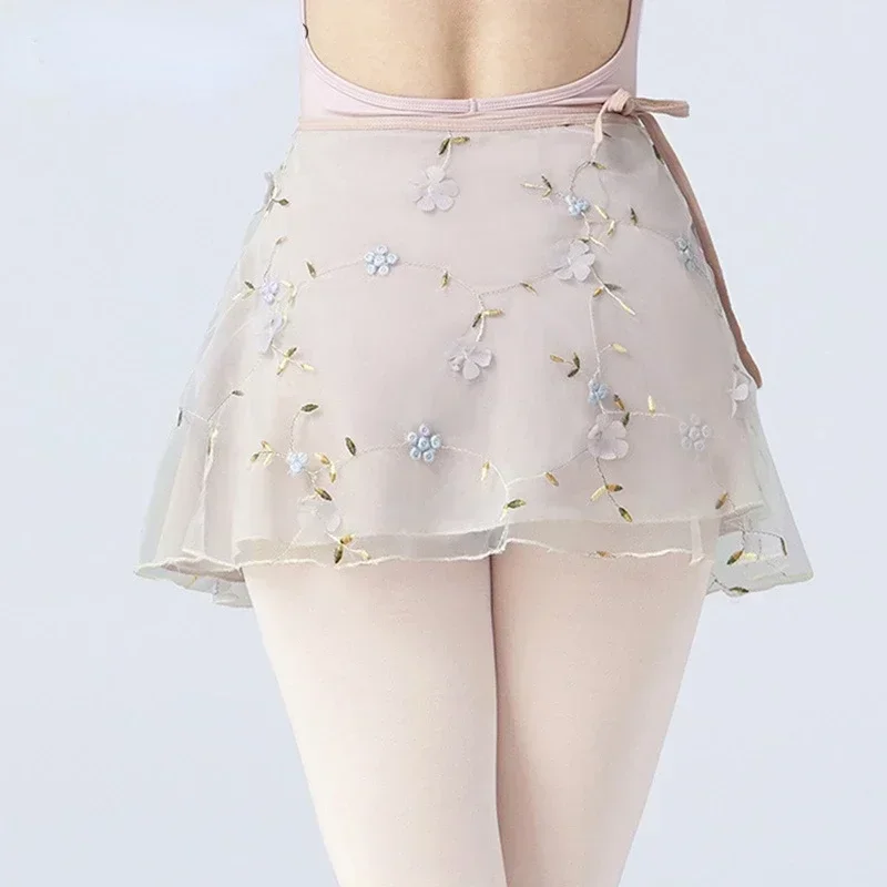 

Тюлевая юбка с вышивкой для взрослых и танцев для женщин, короткое платье-пачка для балета и танцев, гимнастическая одежда для девочек, юбки-балерины
