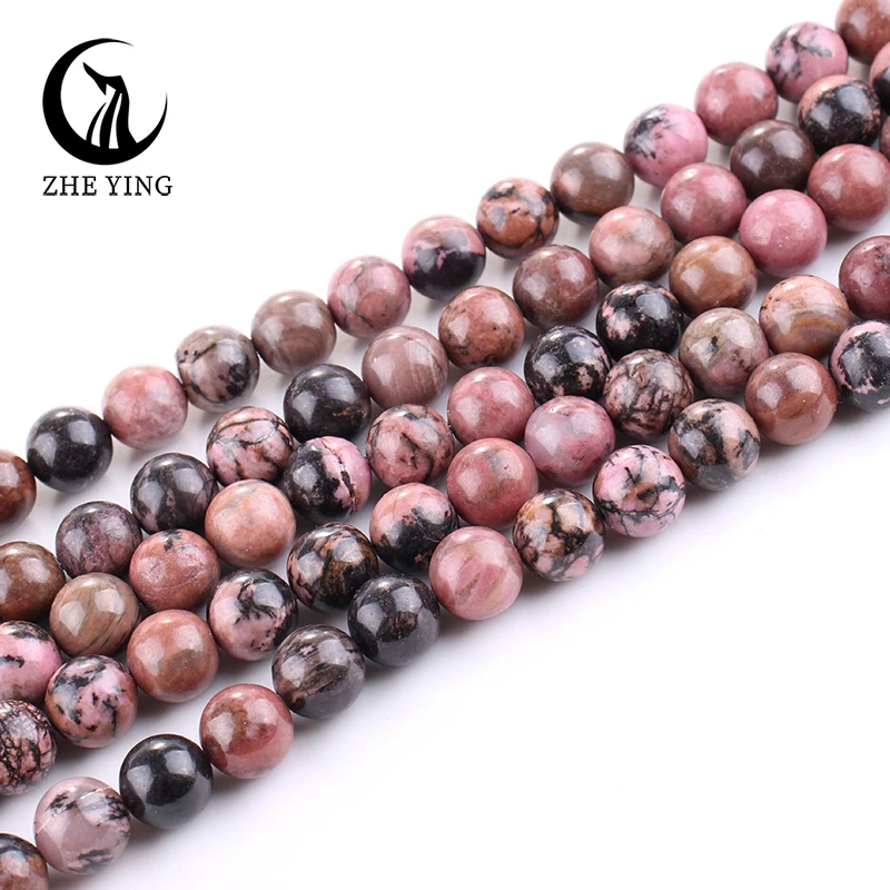 Zhe Ying Natural Cheap Rhodochrosite Stone Round Amazonite Jasper Chalcedony Beads for Bracelet DIY Jewelry Making Strand 15\'\'