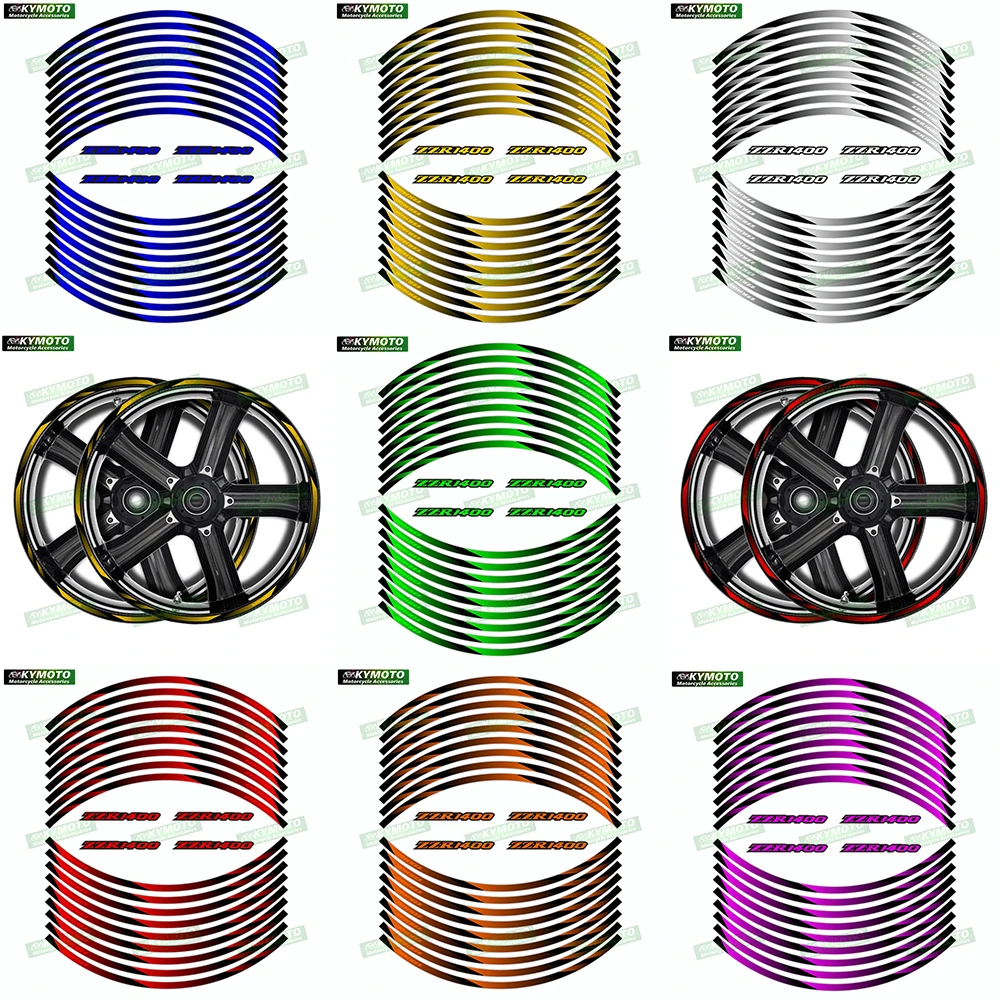 

Для мотоцикла NINJA ZZR1200 ZZR1400 ZZR1100 17-дюймовые наклейки на передние и задние колеса, светоотражающие наклейки на обод, украшение