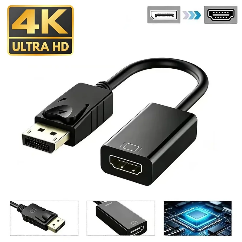 4K DisplayPort To HDMI-compatible DP To HDMI-compatible Cable Adapter Male To Compact Portable Design For Everyday Use Holder