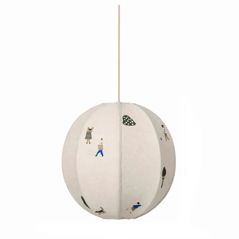 

Fabric Embroidery Children's Room Bedroom Pendant Full Spectrum Eye Protection Study Light Creative Bar Cartoon Ball Light