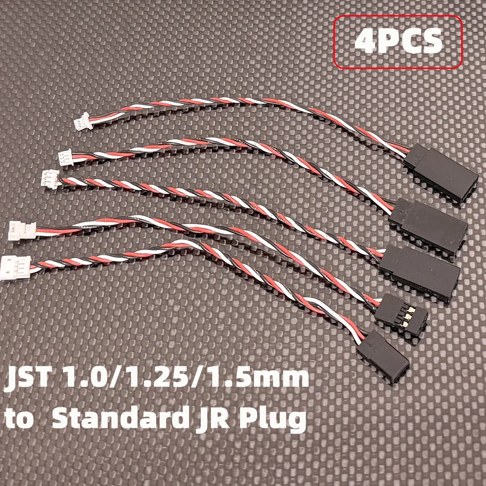 4PCS JST 1.0mm 1.25mm 1.5mm 3Pins Male Female Standard JR Servo Plug Extension Convert Cable for Mini Receiver Servo Wire Plug