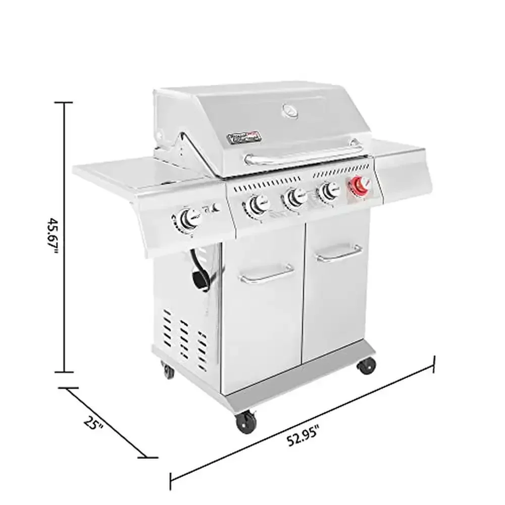 

Газовый гриль с 4 конфорками, горелкой Sear и боковой горелкой, 54 000 БТЕ, мощность приготовления пищи, барбекю на открытом воздухе