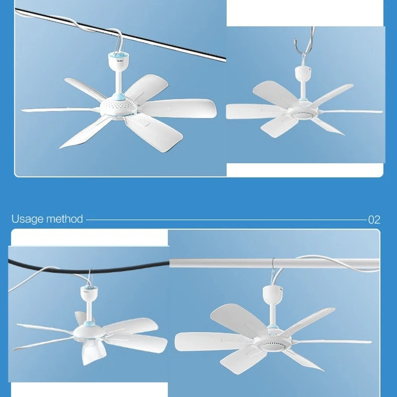 Mini Portable Ceiling Fan 220V 50Hz Hanging Fans Wall Plug Electric Mute Energy-Saving Cooler Fan Bedroom Wind Dropship