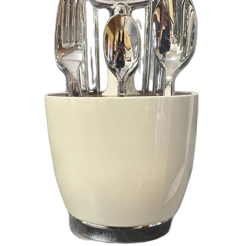 

Internet celebrity cream style kitchen stainless steel tableware retro se fork spoon holder