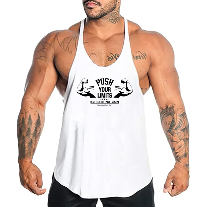 Men Fitness Stringer Singlets Gym Clothing Y Back Bodybuilding Tank Top Cotton Sleeveless Workout Undershirt