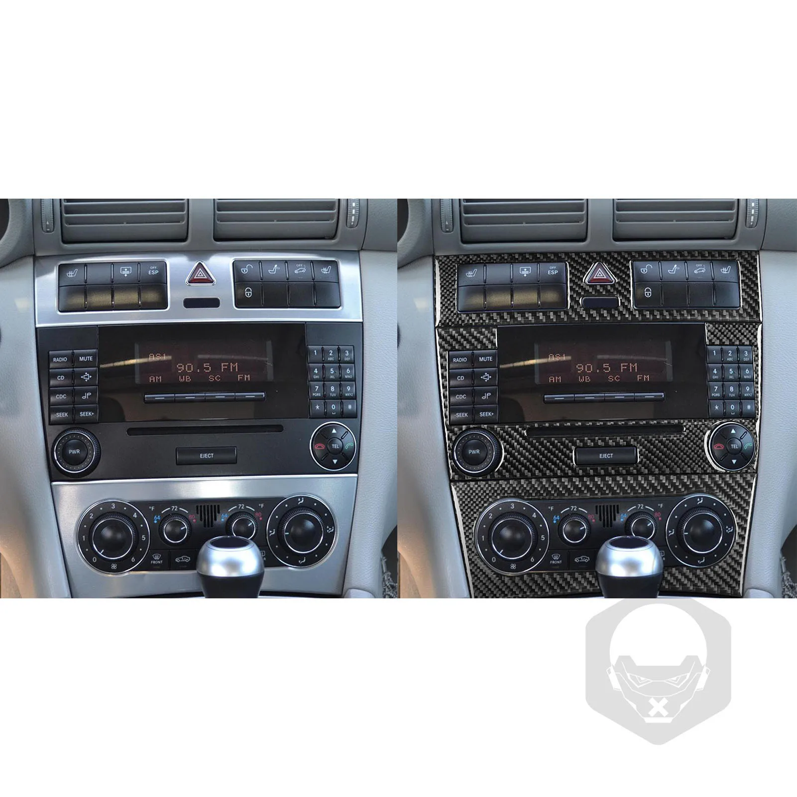 For Benz C Class W203 2005-2007 Carbon Fiber Radio Air-conditioning control panel Car inside Accessories decorative Sticker