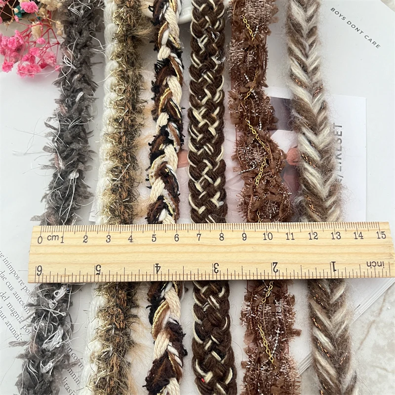 New Coffee Colored Small Fragrant Style Lace Clothing Accessories DIY Decorative Lace Pressure Edge Strip Woven Tape Webbing