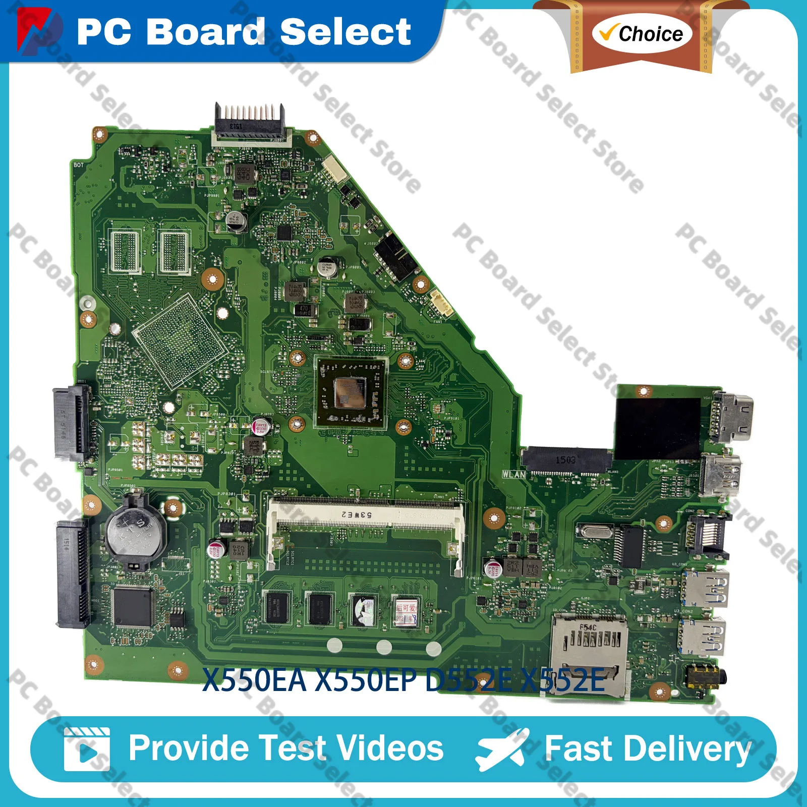 X550EA Laptop Motherboard For ASUS VivoBook X550EA X552W F550WE X550E X550EP X552EP Y582E Y581E Mainboard W/ A4 A6 CPU fast ship