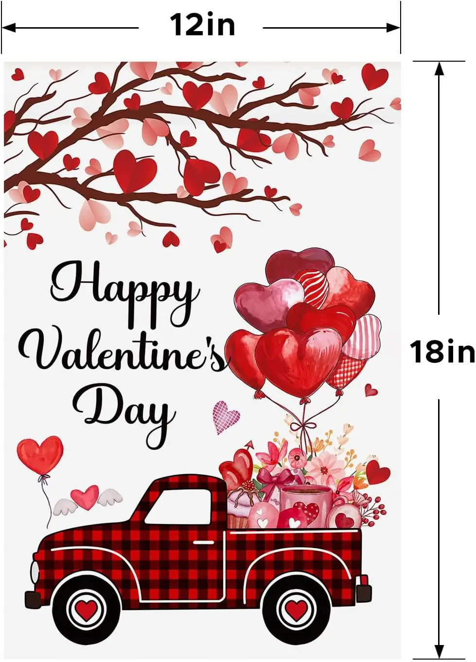 عيد الحب سعيد حديقة العلم 12x18 بوصة الحب مزدوجة الوجهين الخيش الصغيرة للأعلام الخارجية فناء الشرفة راية الأربعاء JHH