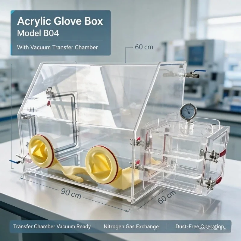 Acrylic Anaerobic Glove Box Dust Free Lab Nitrogen Inert Gas Sealed Chamber Simple Cell Inoculation Work Cabinet - view 5