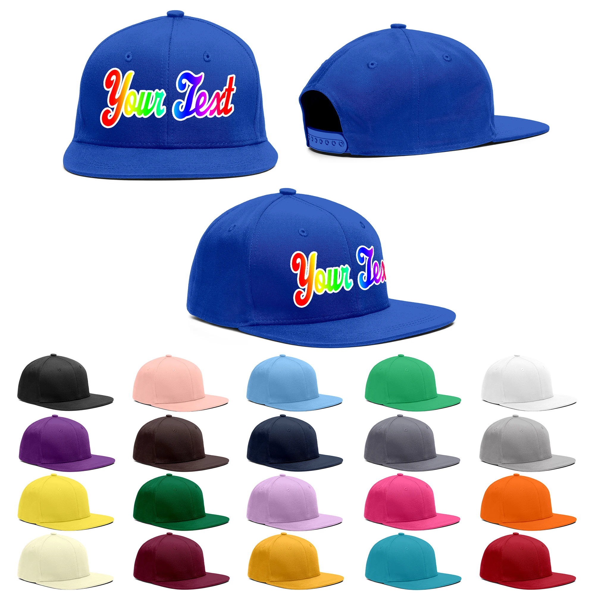 3 Pieces- Custom Hat Unique Gradient Baseball Cap Adjustable Flat Brim Cap Stitched Letters Sports Snapback Cap Unisex