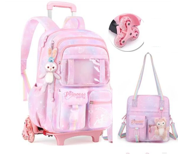 Conjunto de mochila escolar con ruedas para niños, bolsa de almuerzo para niñas, bolsas escolares con ruedas, Juego de bolsas con ruedas para niñas