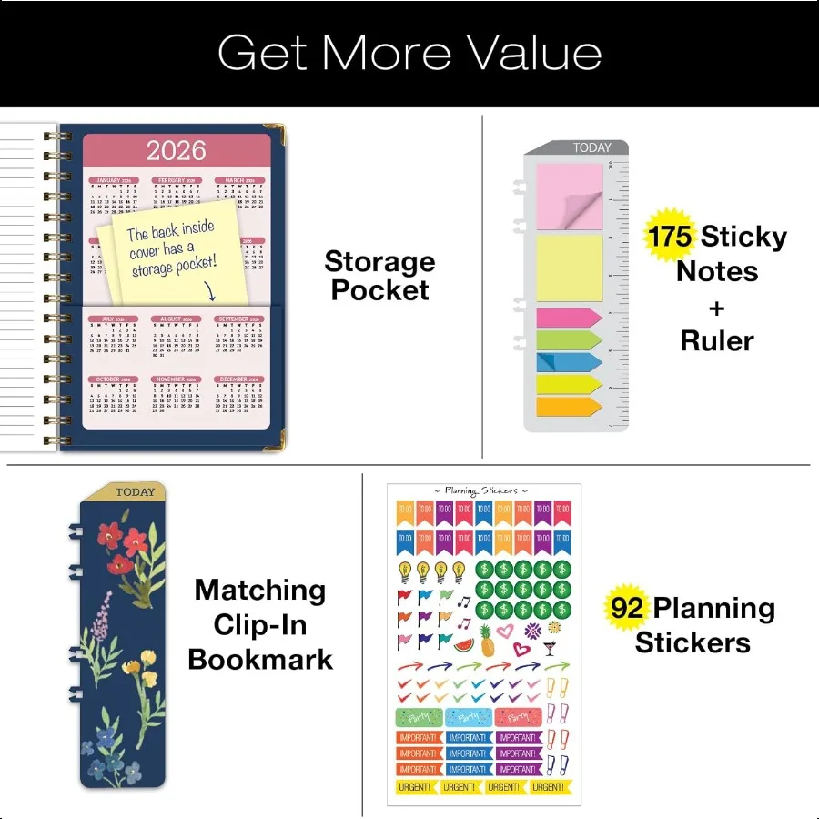 HARDCOVER السنة الأكاديمية 20252026: يونيو 2025 خلال يوليو 2026 5.5x8 جدول أعمال يومي أسبوعي شهري سنوي. مجلد الجيب المرجعي