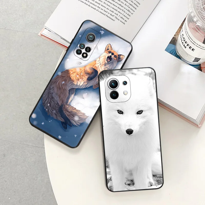 Phone Case For Redmi 10C 10A Note 11 Pro 10 10s 11s Animal Snow Raccoon Fox Xiaomi 10t 11t Lite Black Soft Protective Cover