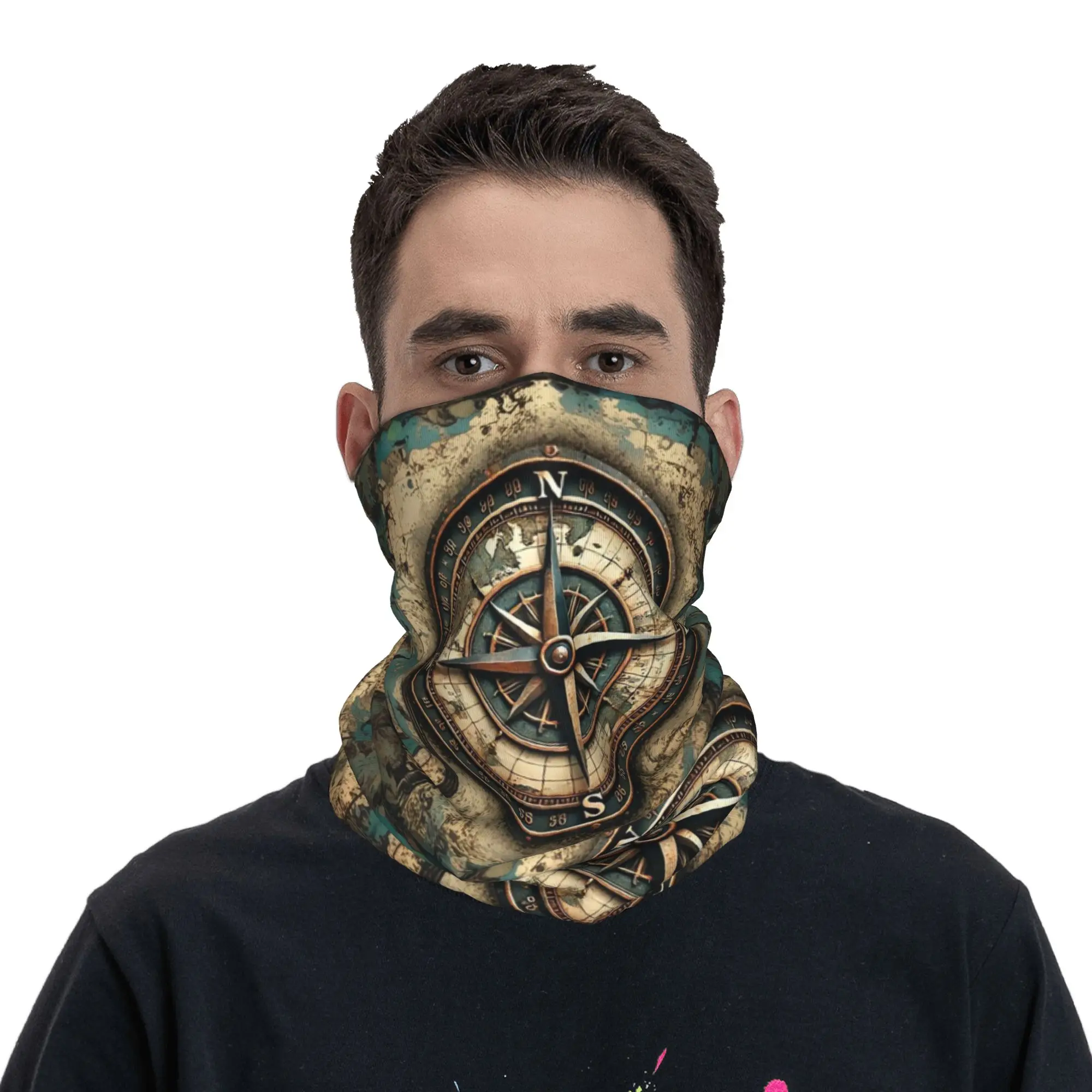 Compass pattern Bandana Neck Cover Printed Mask Scarf Multifunction Cycling Scarf Cycling For Men Women Adult