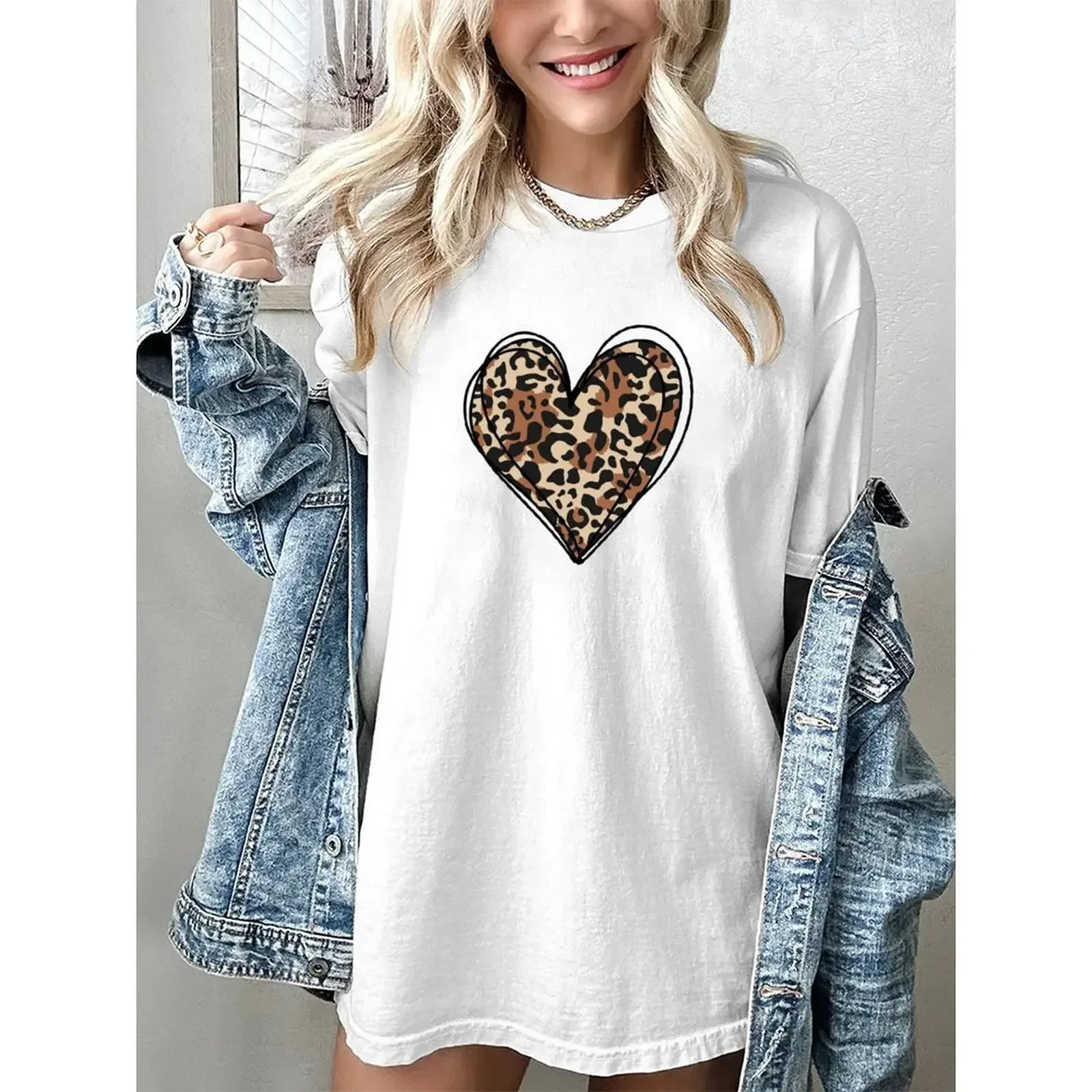 

2025 New Summer Tops For Woman Sexy O Neck T Shirt Basic Print Short Sleeve T-Shirts Oversized Casual Streetwear Hip Hop Y2k