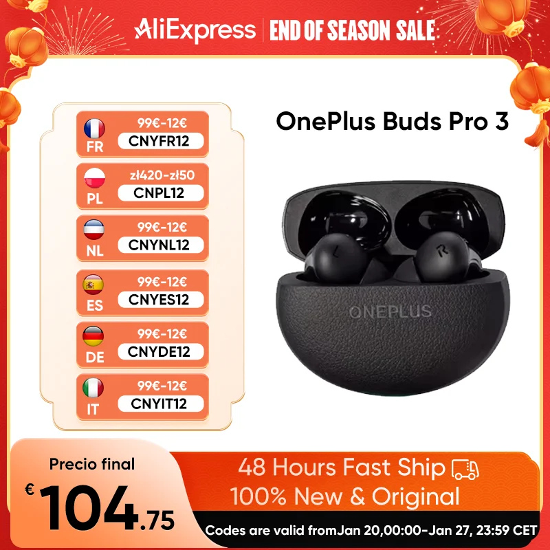 Versione globale Oneplus Buds Pro 3 TWS auricolare Bluetooth 50dB cancellazione attiva del rumore