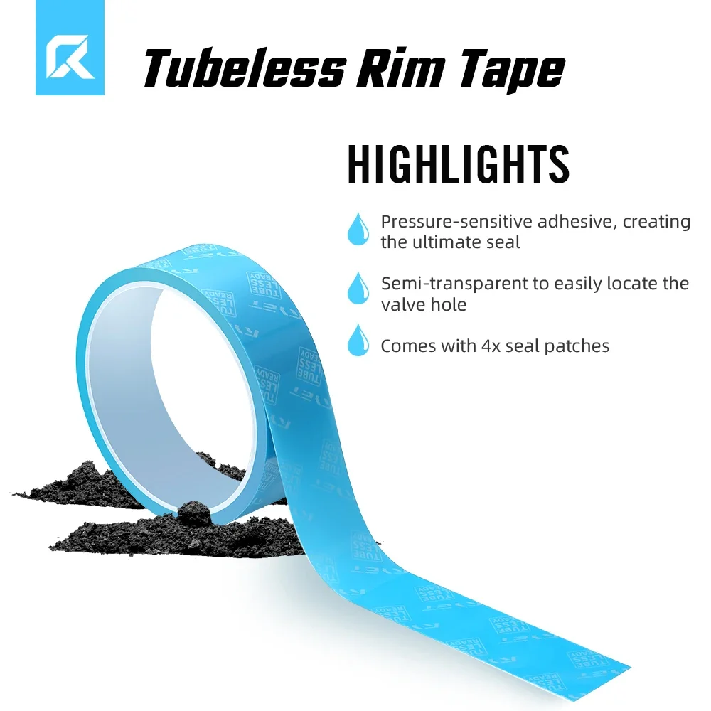 

10 м/рулон, многоразмерная вакуумная бескамерная ободная лента с 4 заплатками для герметизации, прочная, прозрачная, для шин дорожных/гравийных/горных велосипедов