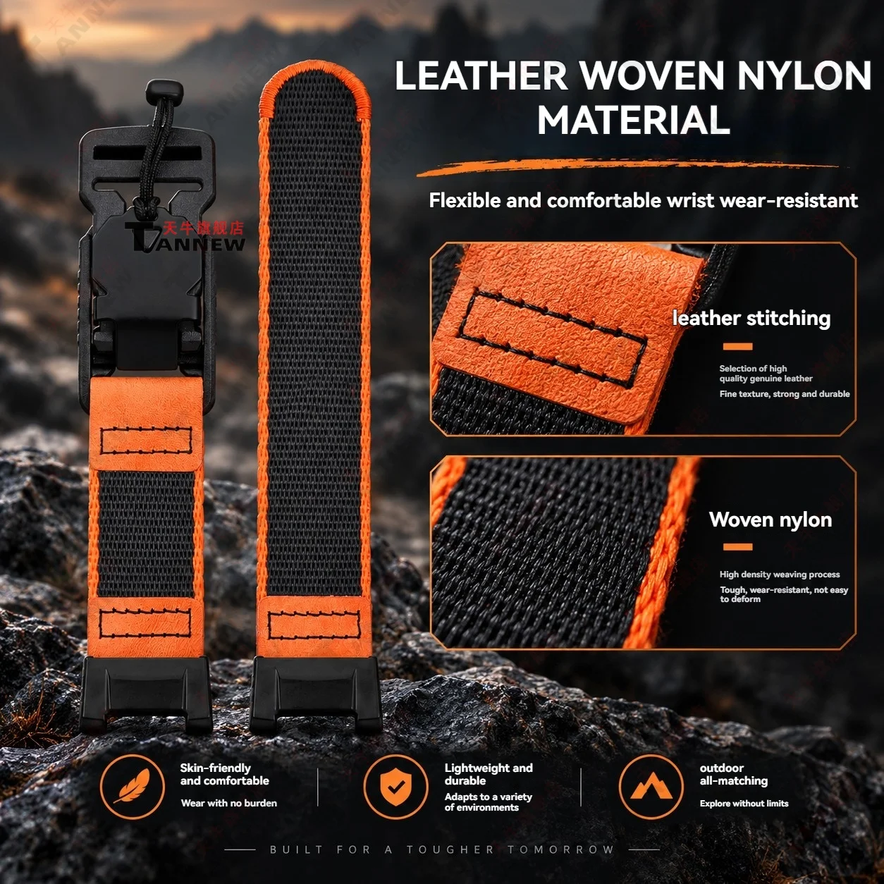 Woven Nylon Watch Strap for Casio G-Shock Mudmaster GWG-B1000 Lightweight Waterproof Sport Replacement Band Outdoor Wrist Strap - view 3