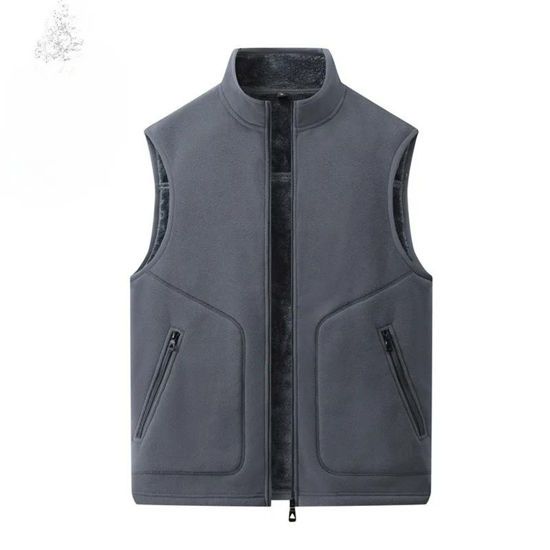

Men's Fleece Vest for Autumn/Winter Warm Sleeveless Double-Faced Lambswool-Lined Jacket