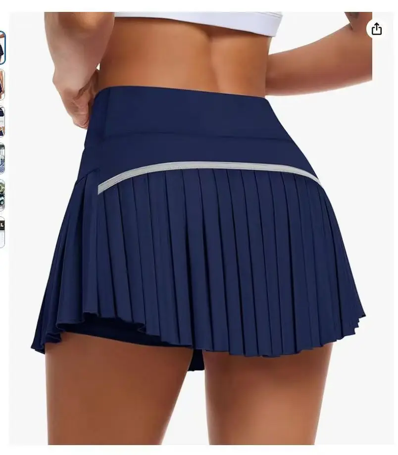 التنانير التنس رياضة الغولف الجري مطوي Pantskirts حجم كبير النساء الملونة S-XXL الرياضة اللياقة البدنية عالية الخصر Skorts مع جيب #4