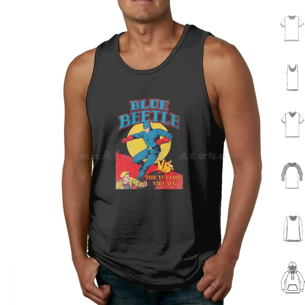 Blue Beetle Vs The Yellow Villain Tank Tops Vest Sleeveless Blue Beetle Blue Beetle Blue Beetle Movie Superhero Beetle Blue
