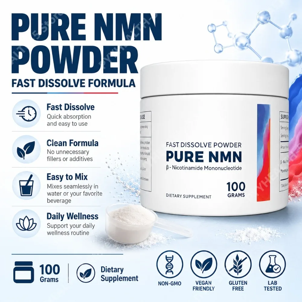 Polvo de NMN |   Suplemento en Polvo de Disolución Rápida de 100 g |   Fabricado en EE. UU. Probado por terceros