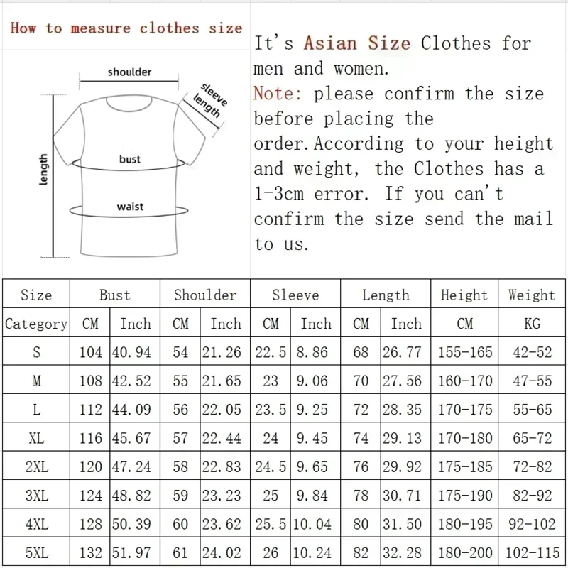 Kaus pria ukuran besar Fashion kaus katun putih untuk pria pakaian musim panas kasual kaus cetak Anime 5XL lucu pakaian pria