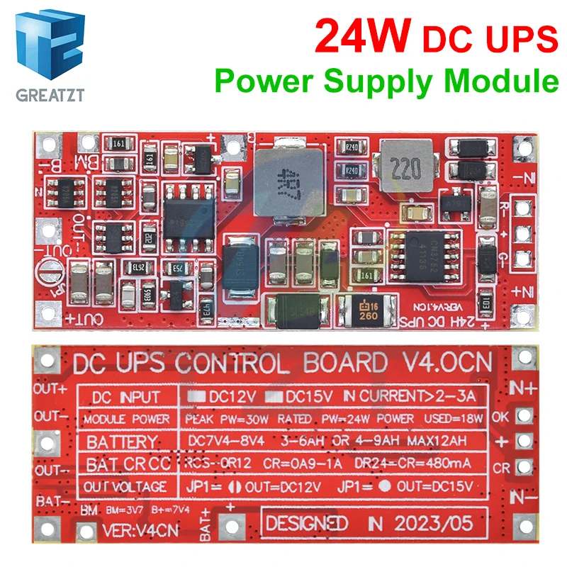 TZT DC 12V/15V 24W 1A UPS Power Supply Module Uninterruptible Power Control Board 2S V4.0CN Charging Step Up Protection Module