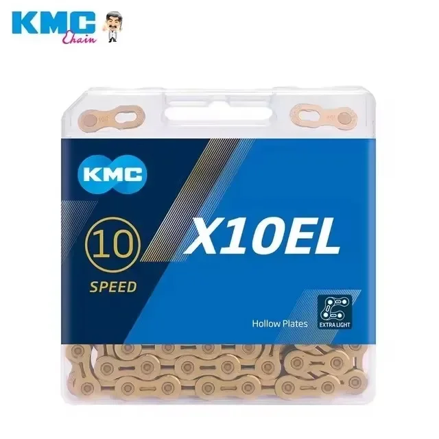 Cadena de bicicleta KMC X10EL/X11EL 10 y 11 velocidades, placas huecas de 116/118L, cadena de Color dorado plateado, pieza de ciclismo Original