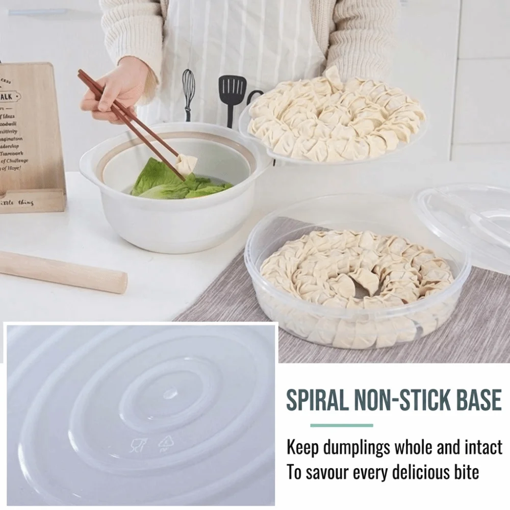 Clear Dumplings Organizer Multilayer Reusable Round Dumpling Box With Sealed Lid Space Saving Refrigerator Organizer Bin