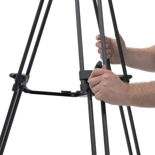 E-IMAGE EG05C2 Professional Video Tripod with Heavy Duty Carbon Fiber Twin Tube Tripod and Fluid Head Payload Range7kg