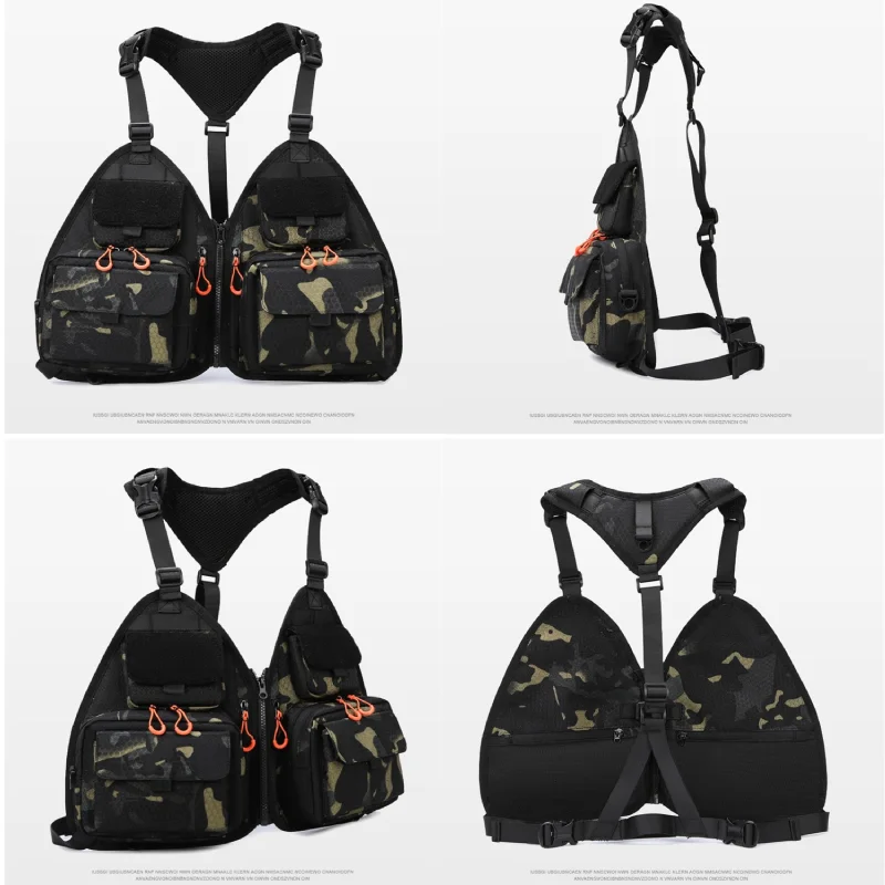 Tactical Camping Fishing Vest Pack Fly Fishing Chest for Women Men Outdoor Mesh Front Rig Adjustable Multifunction Pockets Bag view 5