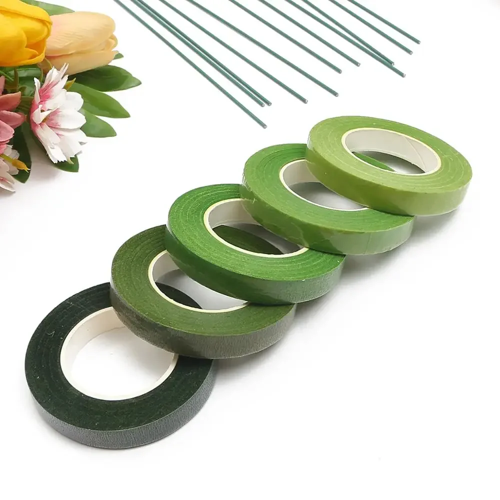 30 Yard 12MM Floral Stem Tape Corsages Buttonhole Artificial Flower Stamen Wrap Florist Green Tapes Nylon Flower Supplies Rose