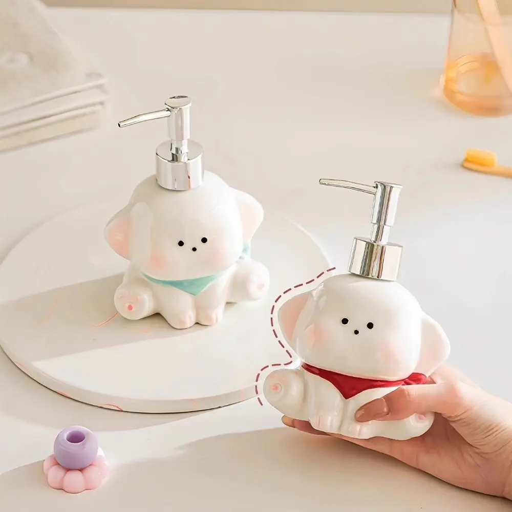 Creative Ceramic Liquid Soap Dispenser Press Pump Empty Bottle Shower Gel Separate Bottles Cute Dog Shape Shampoo Bottle Kitchen