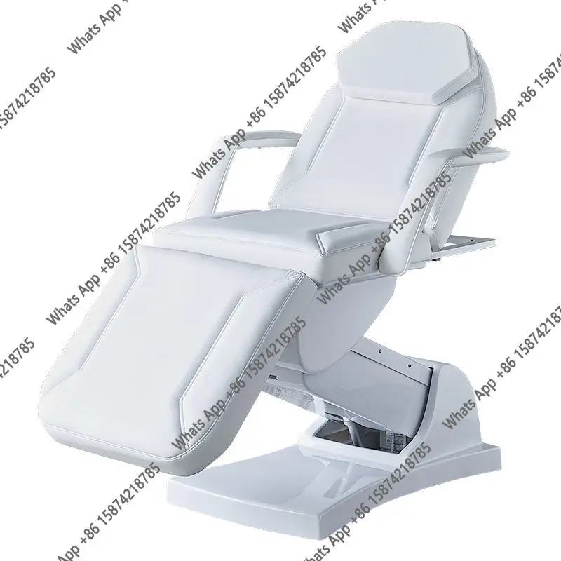Sm Eyelash Extension Bed Electric Multi-Functional Standing Ivory White PU Leather 3-Motor Electric Massage Bed Beauty Tattoo Be
