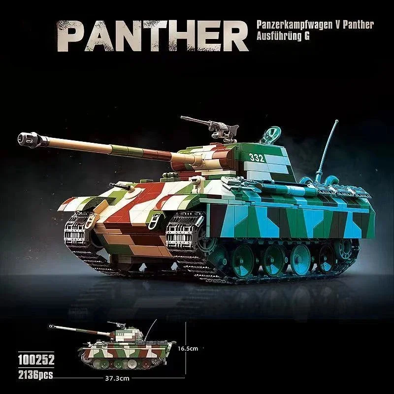 2136pcs Panther Medium Tank G-type Assembled Military Building Blocks Toy Puzzle Hands on Brainstorming Gift MOC Festival Gifts