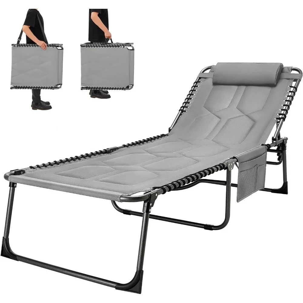 

Oversize Padded Folding Chaise Lounge Chair for Outdoor, Patio, Beach,Lawn, Sunbathing, Tanning, Pool, Lay Flat Heavy