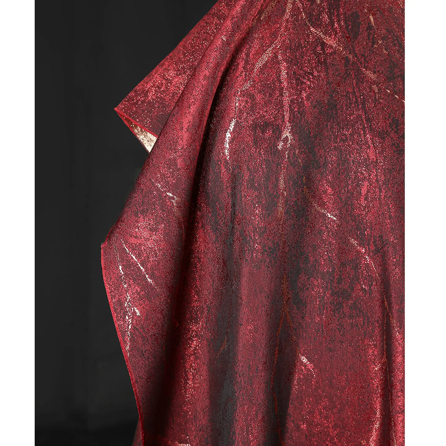 Retro Red Crack Gilding Jacquard National Style Cloth Gradient Texture DIY Handmade Decorative Painting Clothing Design Fabric
