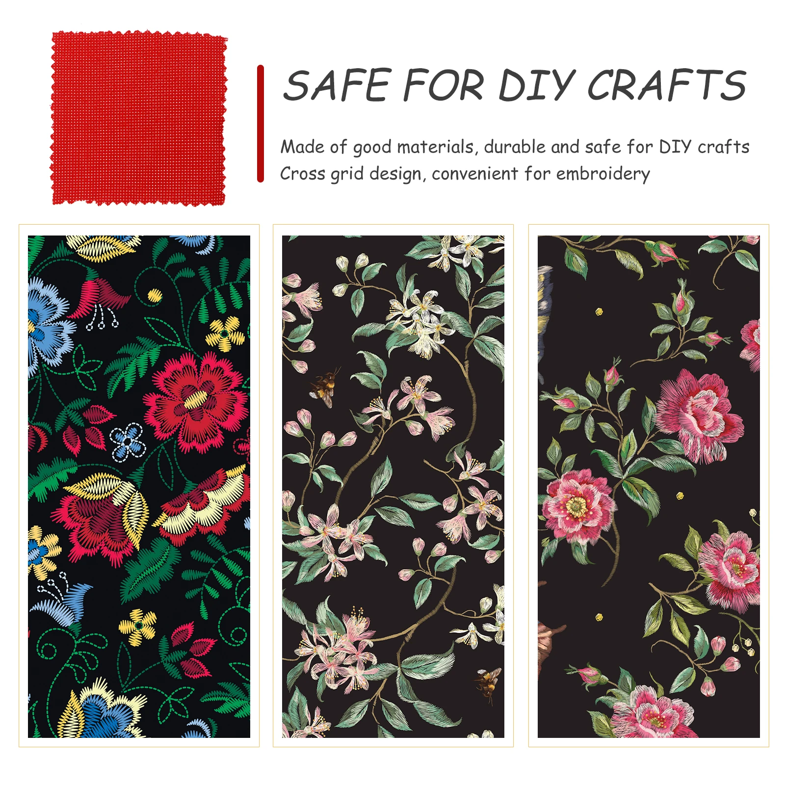 20 Pcs Cross Stitch Cloth Embroidery Fabric Practical Needlework Accessory DIY Crafts Durable Safe Grid Design Student