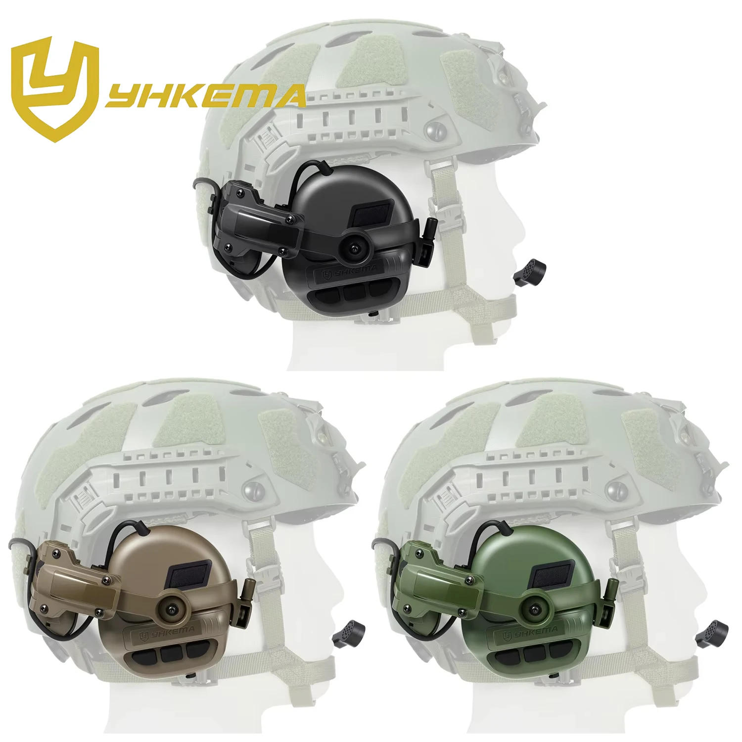 YHKEMA Taktische Lärmschutz-Schießkopfhörer mit Mikrofon, Paintball-Kampfsport-Kommunikations-Headsets mit PTT-Kabel – Detail 4