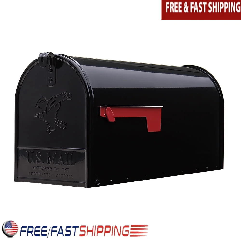 

Large Capacity Galvanized Steel Mailbox Rust Resistant Durable Black Mailbox Fully Assembled Adjustable Latch Includes Outgoing