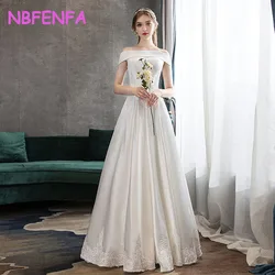 NBFENFA Wedding Dresses for Women 2024 New One-shoulder Satin Light Wedding Dress Bride White Simple Gowns Vestidos De Novia