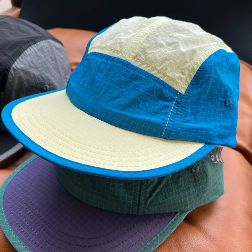 Waterproof Japanese Style Splicing Baseball Cap 5-Panel Adjustable Sunshade Cap Thin Quick-drying Sun Visor Cap Unisex