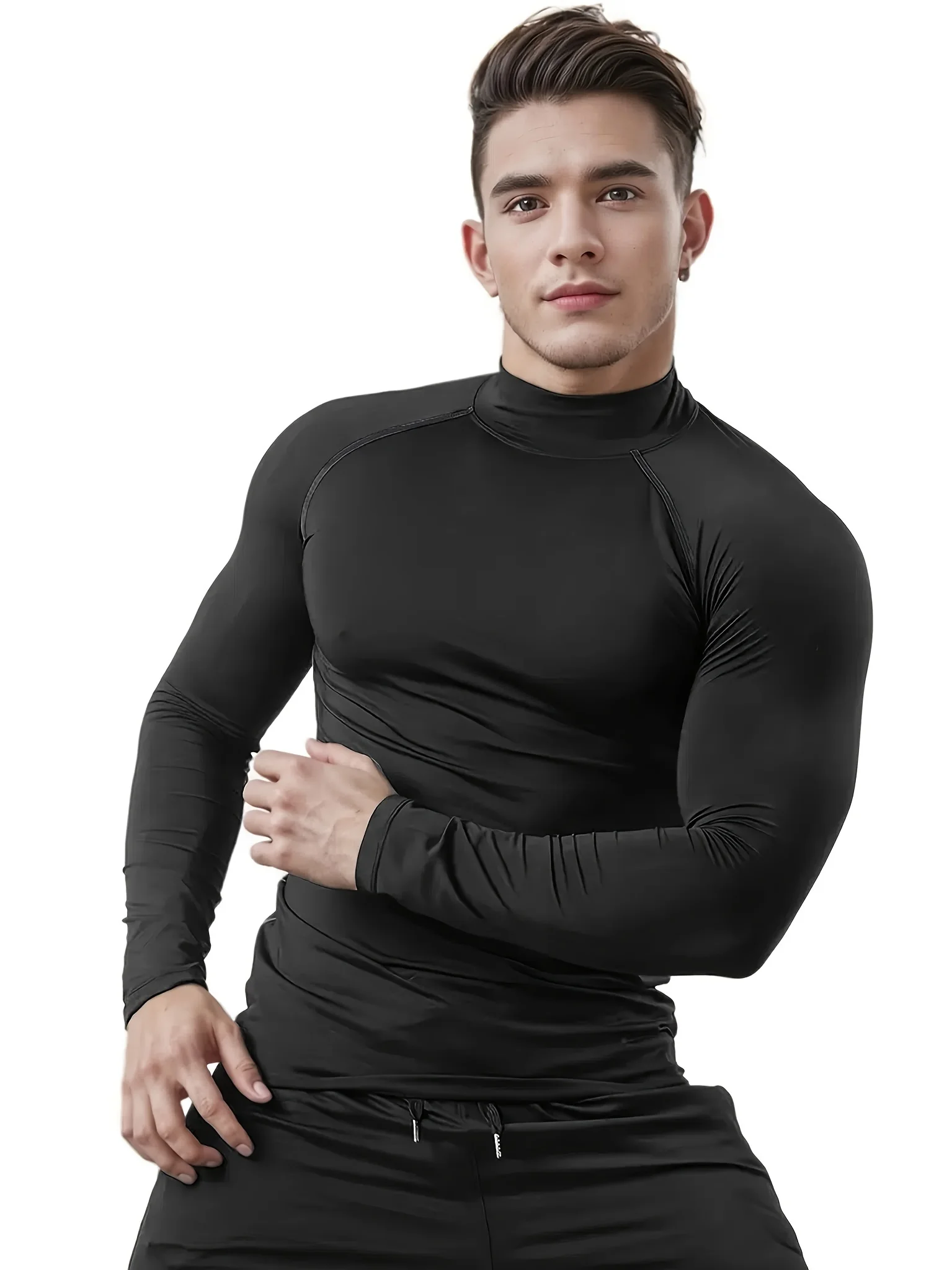 

Men's high-elasticity muscle warmth long-sleeved compression shirt tight-fitting fitness and sports top suitable for all seasons
