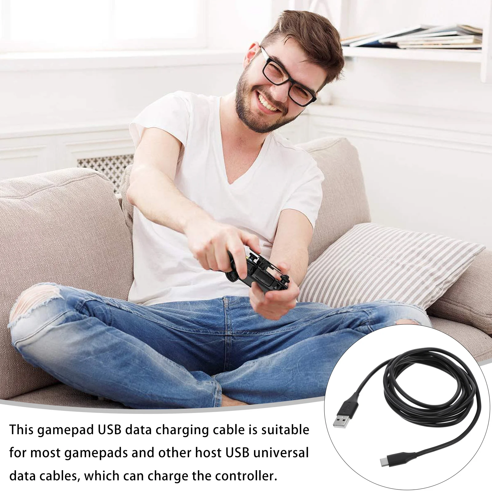

1Pcs Universal Gamepad Charging Cable USB Data Cable Game Handle Cord Safe Fast Stable Power Protection