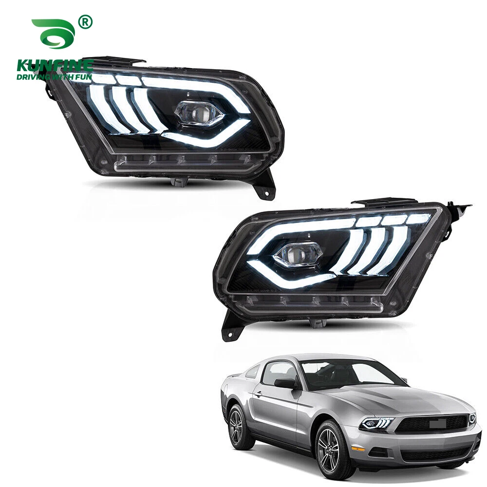 

KUNFINE Car Styling Pair Of Car Headlight Assembly For Ford Mustang 2010-2012 LED Head Lamp Car Tuning Light Parts Plug And Play