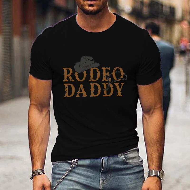 T-shirt assressentipour couples, t-shirt décontracté pour amoureux, lettre imprimée Rodeo Mama, mode d'été, mari, femme