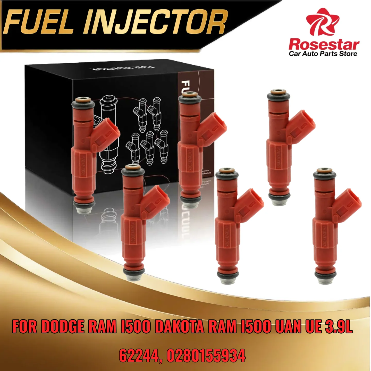 

6PCS Fuel Injector Set For Dodge Ram 1500 Dakota 2000 to 2003 39L V6 Engine 0280155934 62244